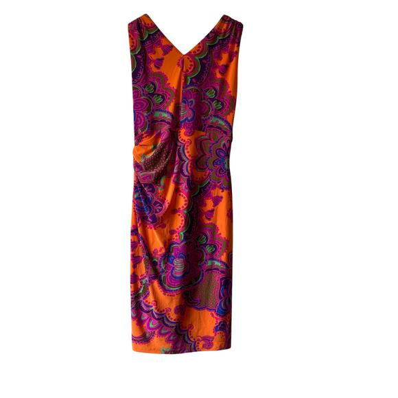 Lauren Ralph Lauren Paisley Faux Wrap Dress boho Orange Multicolor Size 10 - Picture 2 of 9
